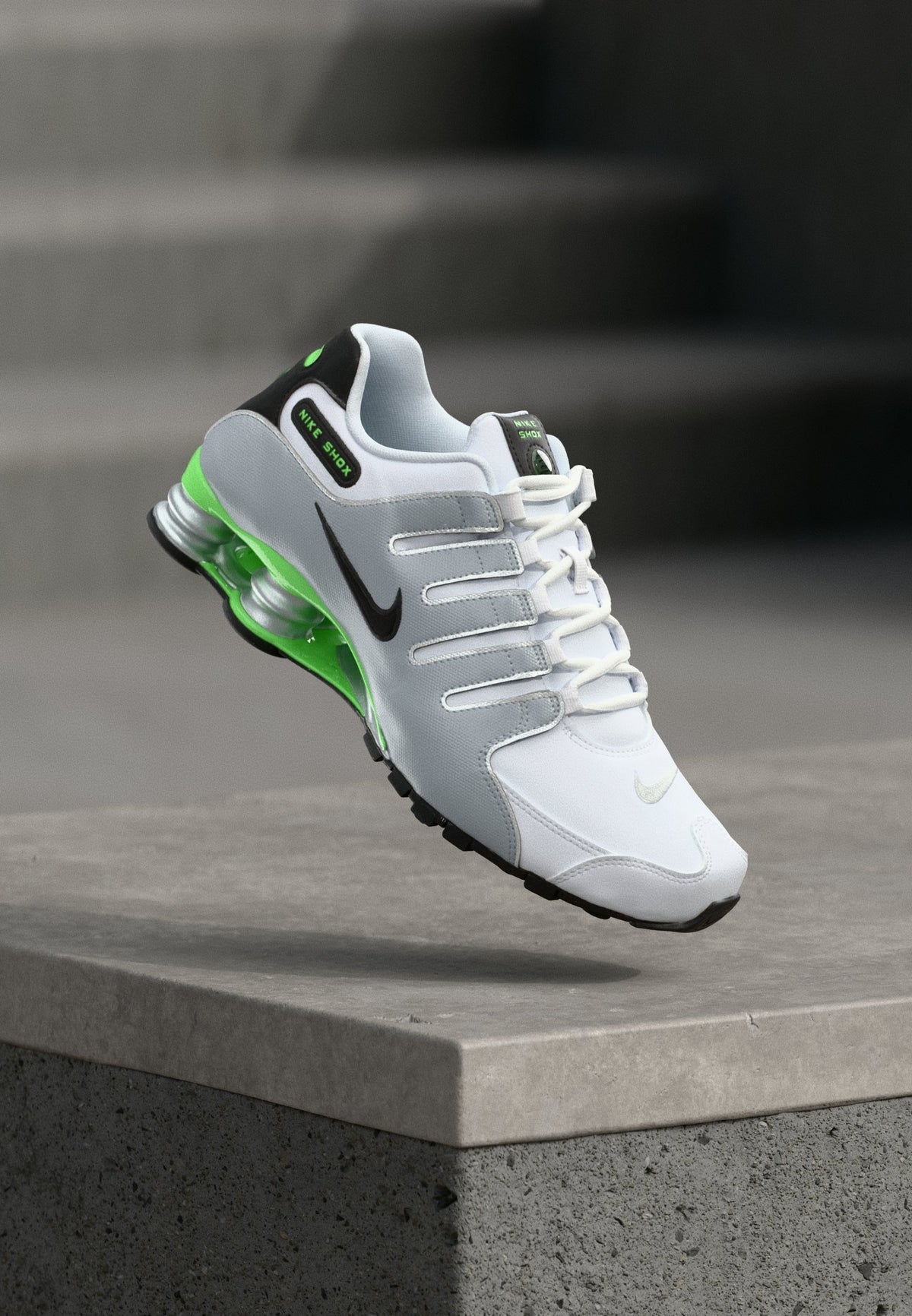 Nike Shox Nz - White / Black / Metallic Silver-coloured / Green Pulse