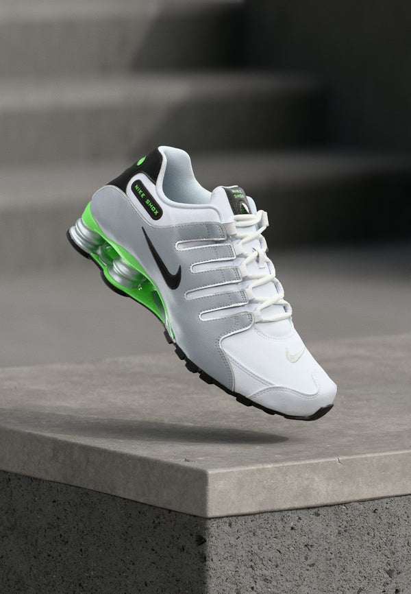 Nike Shox Nz - White / Black / Metallic Silver-coloured / Green Pulse
