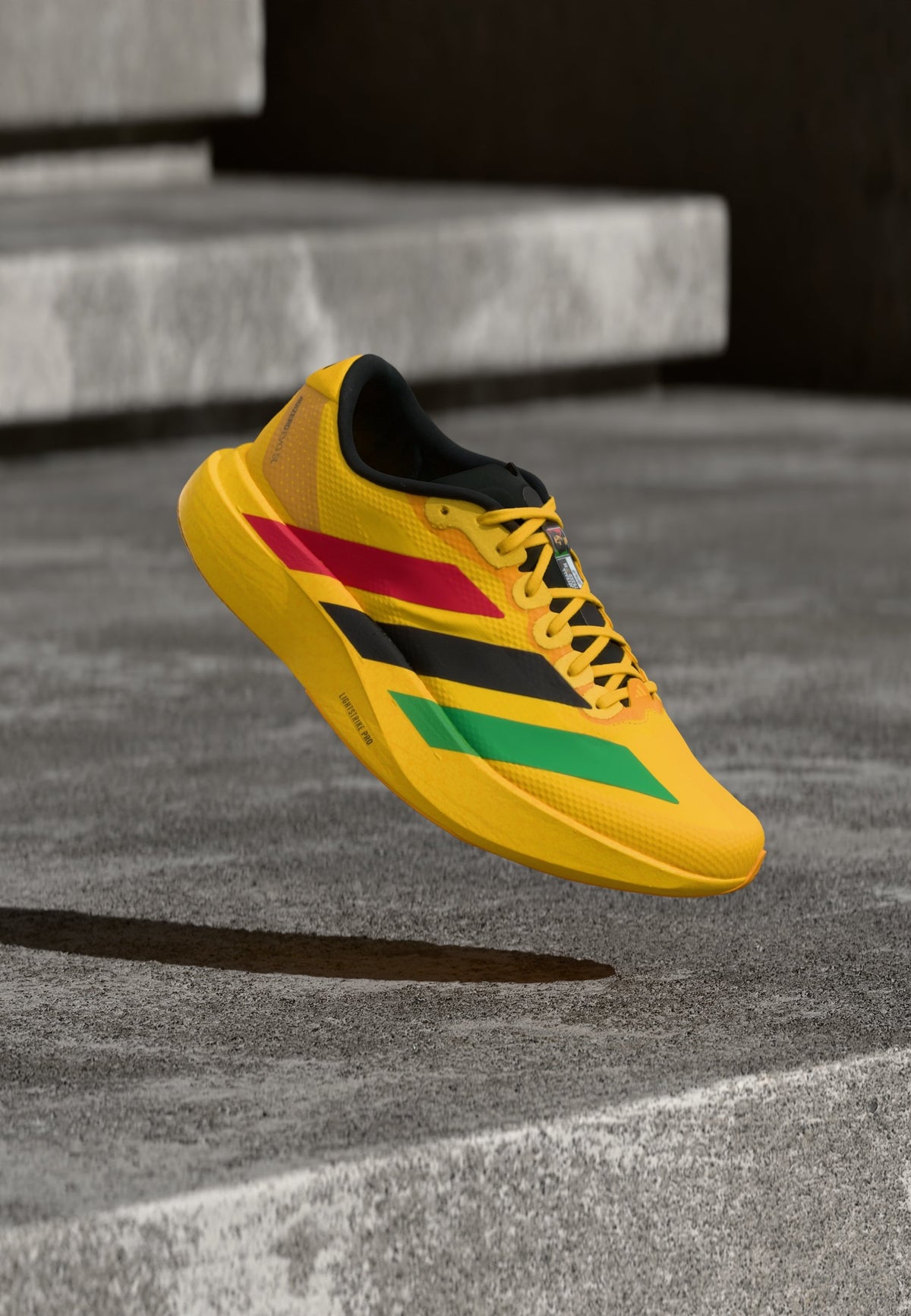adidas Adizero Evo SL - Bold Gold-coloured / Vivid Green / Pure Ruby