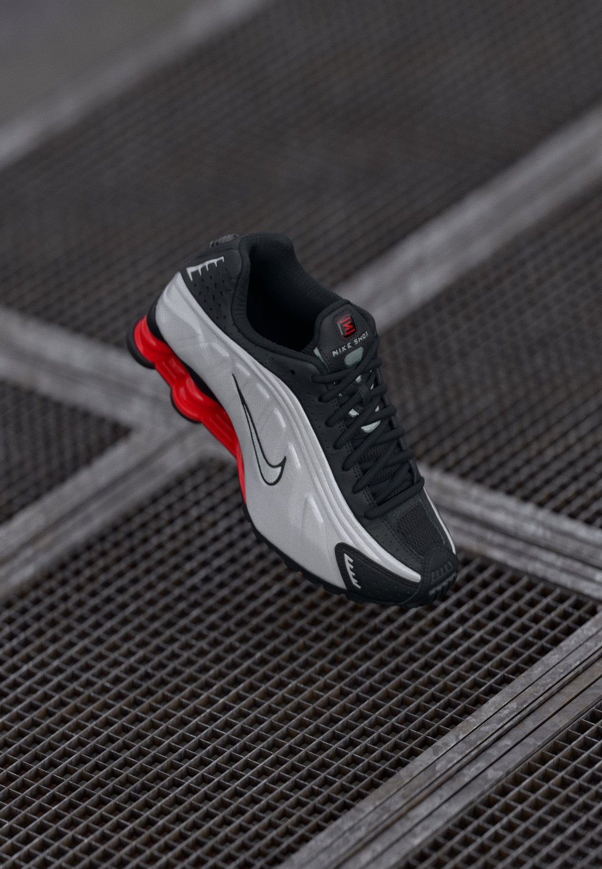 Nike Shox R4 - Black / Metallic Silver-coloured / Light Crimson