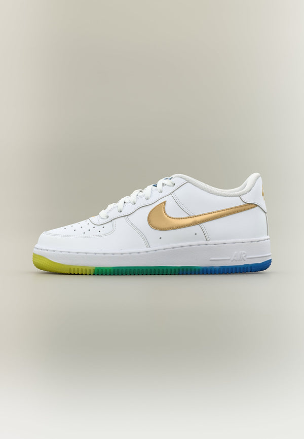 Nike Air Force 1 - White / Metallic Gold-coloured / Soar / Sonic Yellow / Malachite