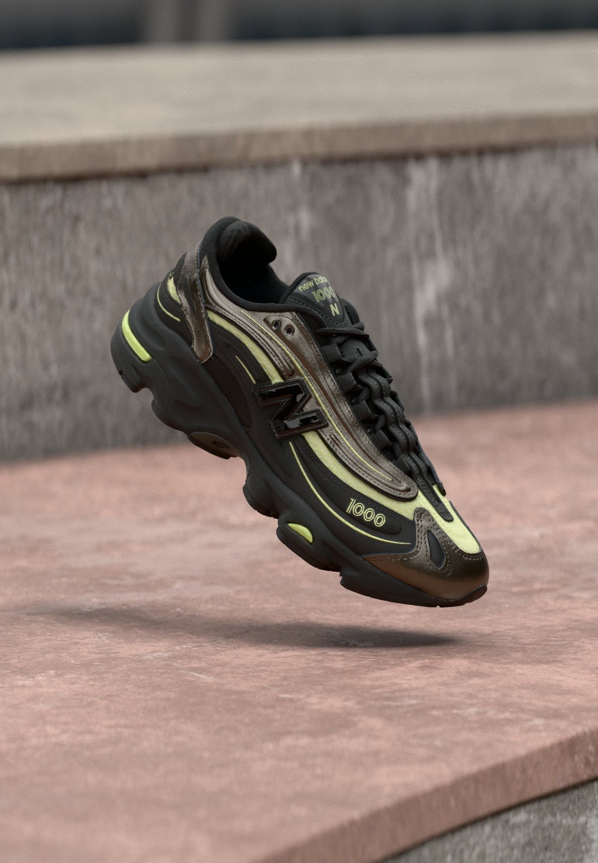 New Balance U1000 - Black Metallic / Dry Lime